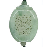 White Green Oval Jade Necklace Pendant With Dragon Chasing Money Lucky Ball n420S