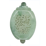 White Green Oval Jade Necklace Pendant With Dragon Chasing Money Lucky Ball n420S