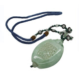 White Green Oval Jade Necklace