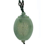 White Green Oval Jade Necklace