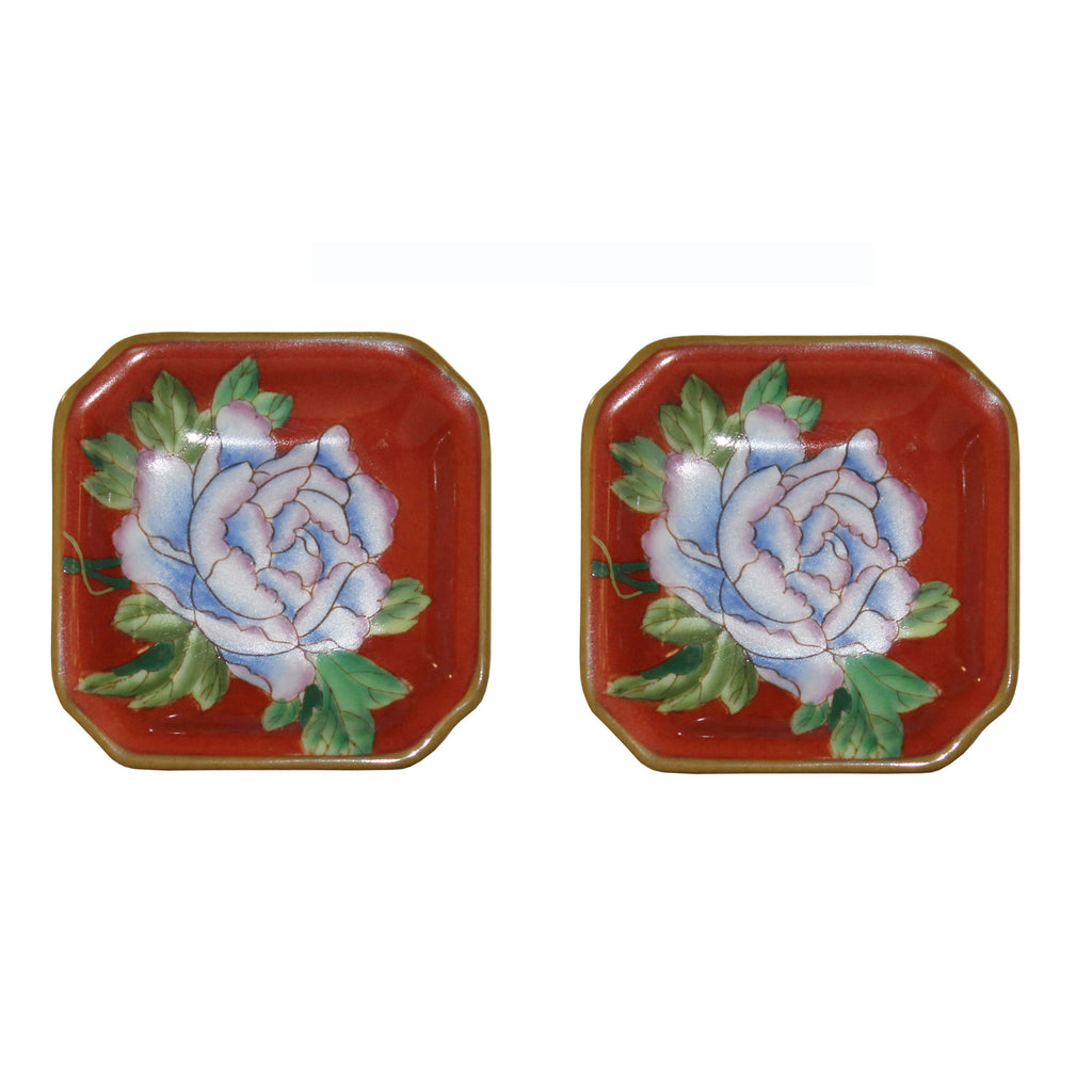 Lot Of 2 Quality Asian Artist Hand Painted Porcelain Red Plate n447S Lot Of 2 Quality Asian Artist Hand Painted Porcelain Red Plate n447S