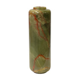 Natural Olive Green Stone Carved Round Column Shape Display Vase ws1647S