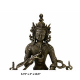 Chinese Distressed Marks Silver Color Metal Sitting Tibetan Tara Statue ws1701S