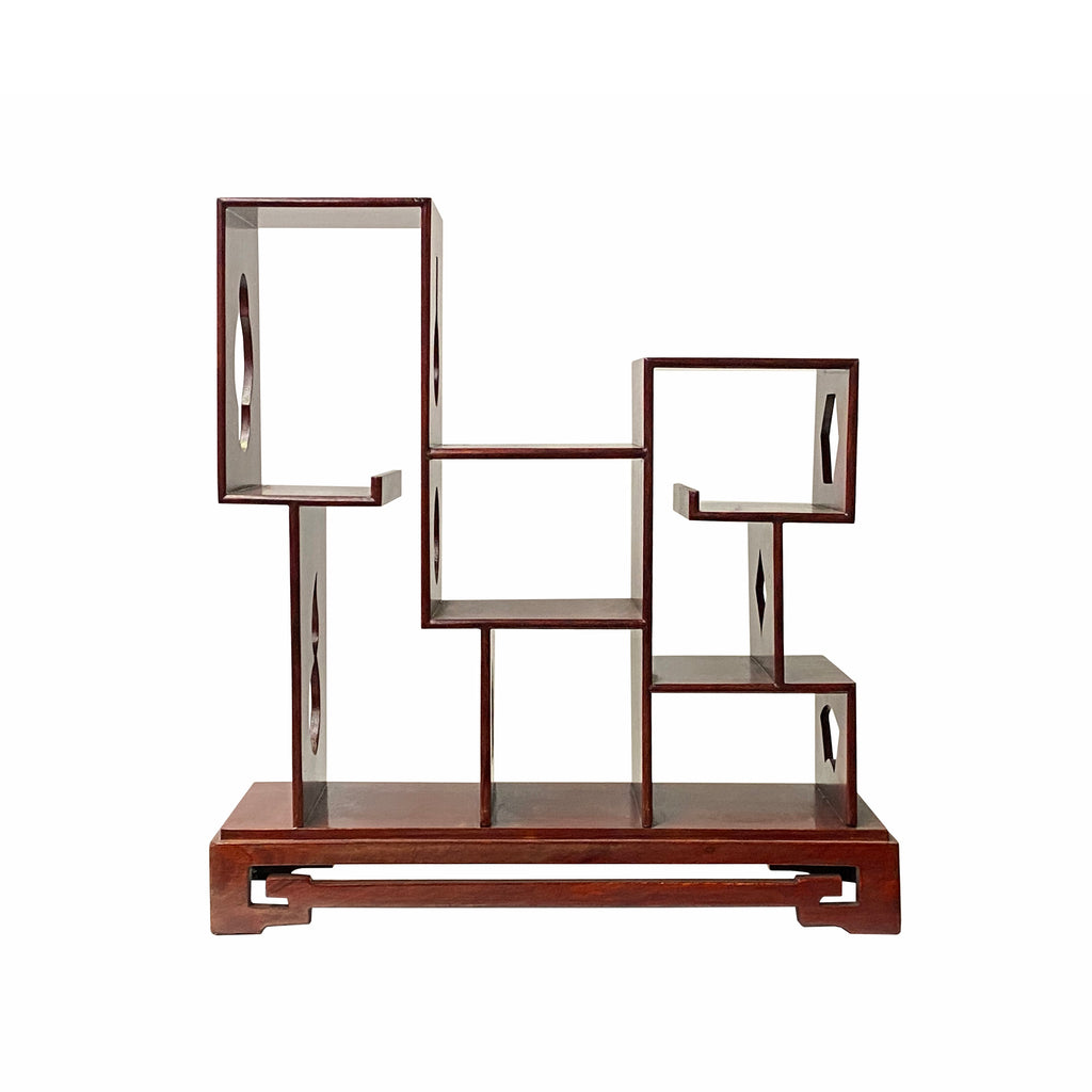 Oriental Rectangular Tabletop Curio Display Stand – Brown Stain