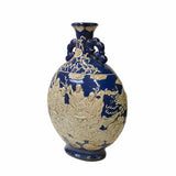 Chinese Blue White Porcelain 18 Lohans Arhats Flask Shape Vase ws1590S