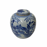 Oriental Hand-paint People Scenery Graphic Blue White Porcelain Ginger Jar ws1706S
