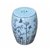 Chinese Blue & White Porcelain Round Flower Butterflies Table Stool cs7003S