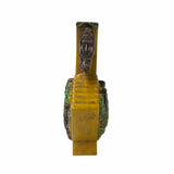 Chinese Ceramic Distressed Yellow Fan Shape 8 Immortal Small Vase ws1770S