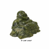 Oriental Green Stone Carved Happy Laughing Buddha Statue Figure ws1753S