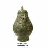 Chinese Ancient style Celadon Ceremonial Jar with Dragon Motif ws1595S