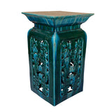 Ceramic Clay Green Square Tall Pedestal Table Bats Dragons Stand cs6996S