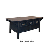 Oriental Rectangular Black Lacquer 3 Drawers Coffee Table cs6989S