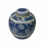 Oriental Hand-paint Flower Graphic Blue White Porcelain Ginger Jar ws1704S