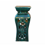 Ceramic Clay Green Square Tall Pedestal Table Flower Display Stand cs7005S