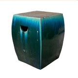 Chinese Ceramic Clay Green Glaze Square Flat Solid Garden Stool cs7022S