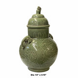 Chinese Ancient style Celadon Ceremonial Jar with Dragon Phoenix Motif ws1588S