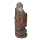 Chinese Rustic Distressed Wood Standing Happy Laughing Buddha Statue ws1572S