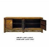 Distressed Olive Green Yellow Scenery Sideboard Table TV Console Cabinet cs6964S