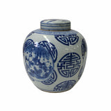Hand-paint Kids Graphic Blue White Porcelain Ginger Jar ws1722S
