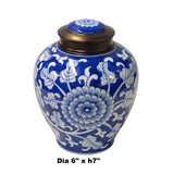Oriental Handmade Blue White Porcelain Metal Lid Container Urn ws1719S