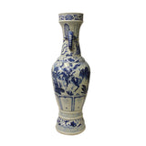 Chinese Blue White Porcelain Scenery Elephant Ears Tall Vase ws1639S