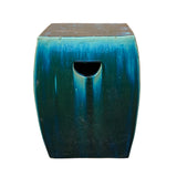 Chinese Ceramic Clay Green Glaze Square Flat Solid Garden Stool cs7022S