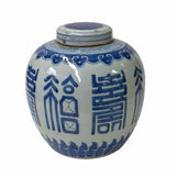 Hand-paint Fok Longevity Characters Blue White Porcelain Ginger Jar ws1750S