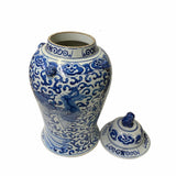 Chinese Blue White Porcelain Flower Phoenix Graphic Temple Jar ws1659S