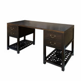 Chinese Dark Brown Panel Carving Wood Editor Office Writing Desk Table cs6960S