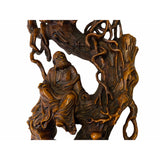 Chinese Oriental Wood Old Man On Tree Carving Display Figure Art ws1756S