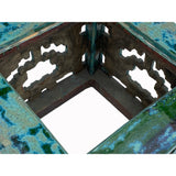 Vintage Chinese Turquoise Green Ru Yi Clay Large Square Garden Table cs7281S