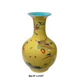 Chinese Handmade Crackle Yellow Porcelain Fruit Grasshopper Graphic Vase ws1648S