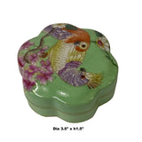 Apple Green Flower Bird Graphic Flower Shape Porcelain Box Container ws1558S