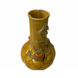 Handmade Chinese Ceramic Distressed Yellow Peach Theme Vase ws1768S
