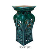 Ceramic Clay Green Square Tall Pedestal Table Flower Display Stand cs6991S