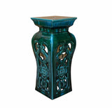 Ceramic Clay Green Square Tall Pedestal Table Flower Display Stand cs7005S