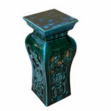 Ceramic Clay Green Square Tall Pedestal Table Flower Display Stand cs7005S