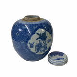Hand-paint House Ladies Graphic Blue White Porcelain Ginger Jar ws1714S