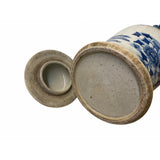 Chinese Blue White Porcelain Flower Birds Graphic Temple Jar ws1654S