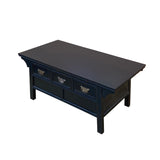 Oriental Rectangular Black Lacquer 3 Drawers Coffee Table cs6989S