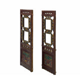 Chinese Vintage Restored Wood Pair of Hand-Crafted Antique Panels with Carved Motifs in Red, Green, and Gold ws1600S