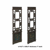 Pair of Hand-Crafted  Restored Vintage Chinese Wood Wall Panels - Carved Motifs in Red, Green, and Gold ws1614S