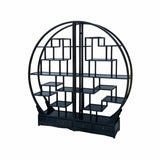 Chinese Black Lacquer Round Shape Display Curio Cabinet Room Divider cs7028S