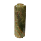 Natural Olive Green Stone Carved Round Column Shape Display Vase ws1647S
