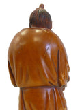 Hand Carved Chinese Boxwood Longevity Goddess Holding Baby Deer Statue cs695-5S