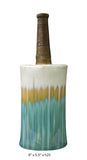 Modern Oval Shape Flat Tall Neck Ceramic Turquoise Bamboo Decor Vase