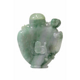 Carved Chinese Green Jade Snuff Bottle With Luyi, Money And Lucky Bat s1616NS