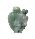 Carved Chinese Green Jade Snuff Bottle With Luyi, Money And Lucky Bat s1616NS