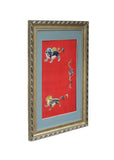 Antiques Chinese Foo Dog Playing Fireball Embroidery Painting Wall Decor s1656S