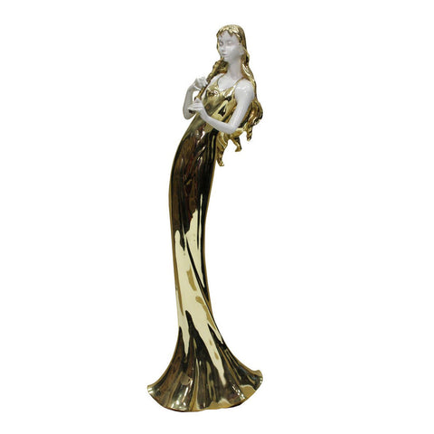 fiber glass figure -lady figure - gold white figure